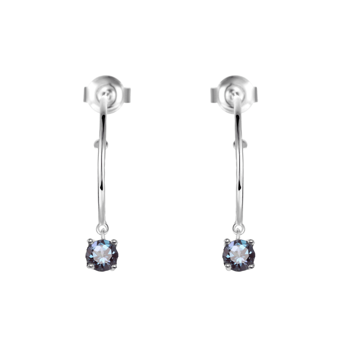 Created Alexandrite Hoop Earrings by Fine Color Jewels