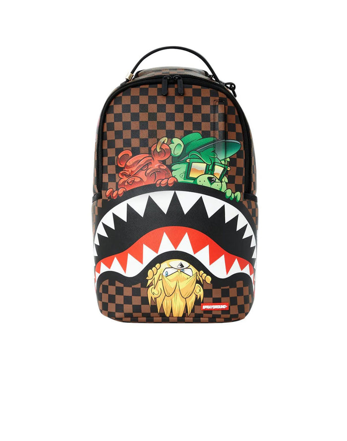 Sprayground Sharks In Paris Characters Sneakin & Peekin DLXSV Backpack B5395 by I-Max Fashions