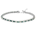 14K White Gold Round-Cut white and Blue Diamond Fashion Bracelet (3.70 cttw, H-I Color, SI1-SI2 Clarity) by Bids.com