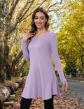 Aphratti Womens Sweater Dress Tunic Top Long Sleeve Casual Lavender L by Deal US