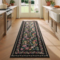 Vowkten Kitchen Runner Rug 2'x6' Non Slip Washable Black Vintage Polyester by Deal US