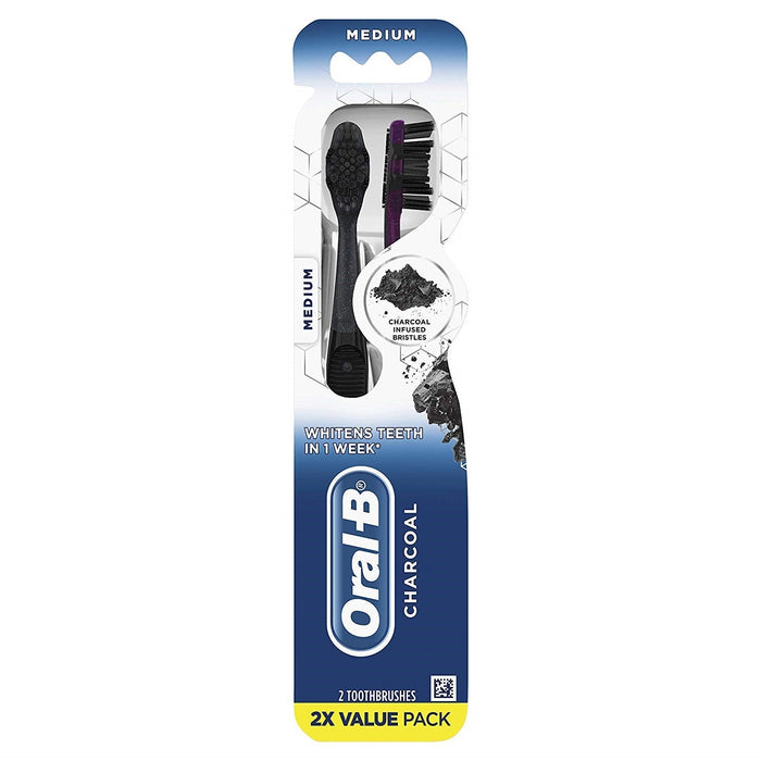 Oral-B Advanced Whitening Charcoal Medium Toothbrushes Value Pack 2 Each by Pasteur Pharmacy