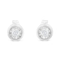 .925 Sterling Silver 1/5 Cttw Round Brilliant-Cut Near Colorless Diamond Miracle-Set Bezel Barrel Style Stud Earrings (I-J Color, I2-I3 Clarity) by Bids.com