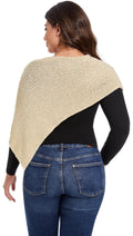 YZYIZHI Women's Asymmetric Knit Sparkly Poncho Shawl Wrap Ivory One Size by Deal US