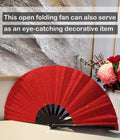 GeGeYa Large Folding Hand Fan Red Glitter for Dance Party Outdoor Decor by Deal US