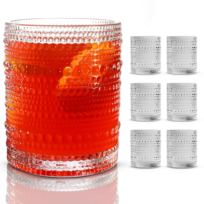 Jupiter Hobnail Vintage Drinking Glasses Set of 6 11.75oz Clear by Deal US