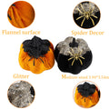 Generic Velvet Halloween Pumpkin Decor 4PCS Black Orange 3.94x3.54in by Deal US