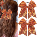 Xepeelo 2Pcs Orange Glitter Bow Elastic Hair Ties Bands Ponytail Holder 1 Count by Deal US