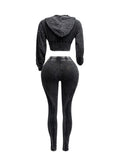 Mineral Washed Hood Top & Leggings Set by The House of Stylez