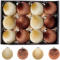 Xmastell 12 Pcs Velvet Christmas Ornaments Set Coffee Brown 3.15 Inch by Deal US