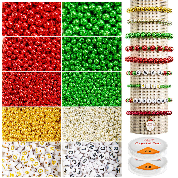 DECYOOL Christmas Jewelry Beads Set 1800pcs Red Green Silver Gold Small by Deal US