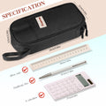 Zzrywuty Large Zipper Pen Case Pencil Pouch for Office Travel Black by Deal US