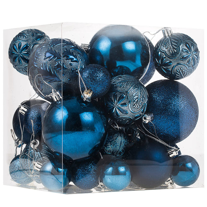 Senjie Night Blue Shatterproof Christmas Ornaments 32pcs Set Plastic by Deal US