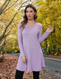 Aphratti Womens Sweater Dress Tunic Top Long Sleeve Casual Lavender L by Deal US