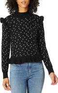 Parker Marlee Turtleneck Long-Sleeve Polka-Dot Sweater, Size Small by Vanessa Jane