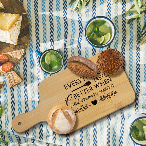 FONDCANYON Cat Mom 15x7 Cutting Board with Handle Kitchen Gift by Deal US
