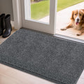 Mibao Front Door Mat Non-Slip Waterproof 35.5x59in Dark Grey TPR Backing by Deal US