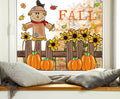 OWUH Fall Window Clings 6 Sheets Pumpkin Maple Leaves Scarecrow Brown by Deal US