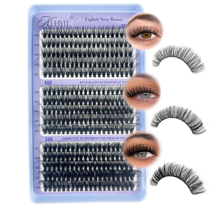 KLHYIT Wispy Lash Clusters 300PCS 10-22mm Mixed D C 30D-50D Eyelash Extensions by Deal US