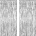 ZATAYE 2 Pack Tinsel Backdrop 3.28x7.05 FT Silver Metallic Foil Curtains by Deal US