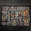 DaDa Bedding Set of 4-Pieces Ethnic Ornaments Geometric Black Tapestry Dining Placemats 13” x 19” (18118) by DaDalogy Bedding Collection