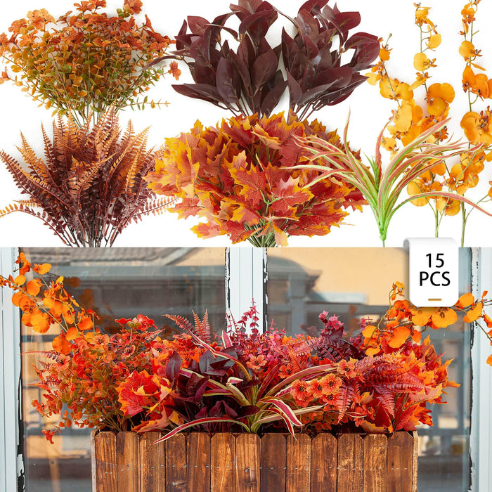 PARTY JOY 15 Bunches Artificial Fall Orchid Flowers 10x5x5in Autumn Decor by Deal US