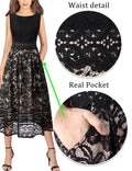 VFSHOW Womens Black Lace Tie Waist Front Zipper Slim A-Line Dress Size L by Deal US
