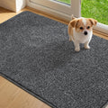 Mibao Front Door Mat Non-Slip Waterproof 35.5x59in Dark Grey TPR Backing by Deal US