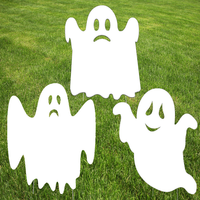 Rogue River Tactical Large Ghost Halloween Yard Sign Outdoor 15x12 Inch 3 Pack by Deal US