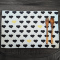 DaDa Bedding Set of 4-Pieces Valentine's day Yellow & Black Hearts Tapestry Dining Table Placemats 13” x 19” (18113) by DaDalogy Bedding Collection