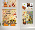 OWUH Fall Window Clings 6 Sheets Pumpkin Maple Leaves Scarecrow Brown by Deal US