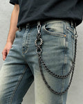 SISICHIC Pants Jean Chain: Pocket Wallet Purse Chain Belt for Biker, Heavy Streetwear Grunge Punk Goth Rockstar Pirate Accessories - Carabiner Black Leather