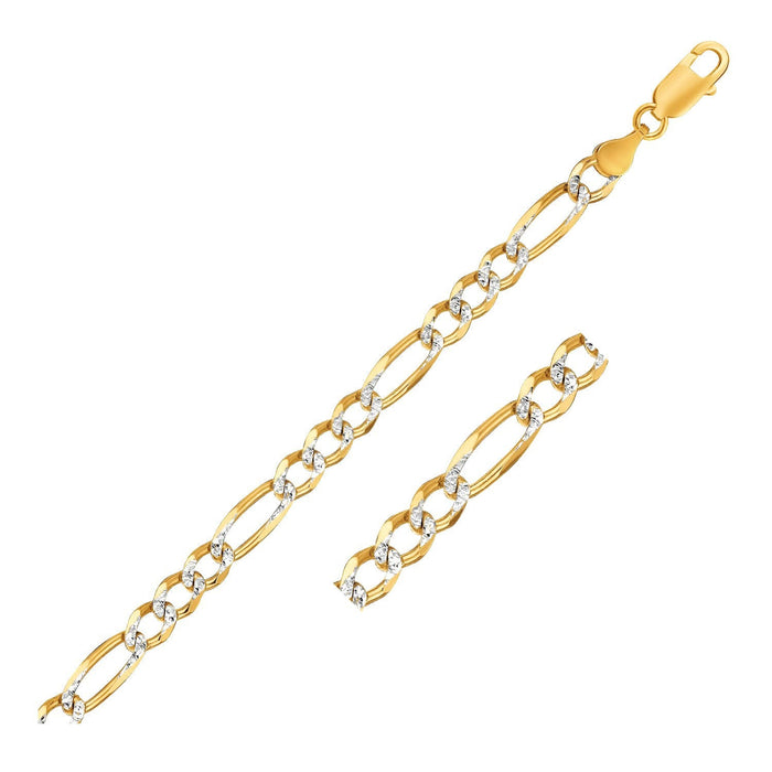 7.0mm 14K Yellow Gold Solid Pave Figaro Chain by Bids.com