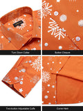 DiBanGu Mens Christmas Long Sleeve Button Down Shirt Orange Silver Size XX-Large by Deal US