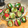 SUPREME XMAS 12 Pcs Velvet Christmas Ornaments Set 80mm Green Red White by Deal US