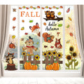 OWUH Fall Window Clings 6 Sheets Pumpkin Maple Leaves Scarecrow Brown by Deal US