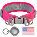 ADITYNA Durable 2-inch AirTag Dog Collar Reflective Metal Buckle Pink Size M by Deal US