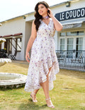 EYWOL Women's V Neck Boho Floral Chiffon Wedding Guest Dress Purple Size L by Deal US