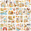 Whaline Fall Rub on Transfers 12 Sheets Autumn Pumpkin Farm Animal 5.9x5.9 Inch by Deal US