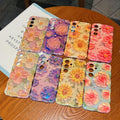Case for Samsung Galaxy S25, Colorful Retro Oil Painting Flower Cute Floral Aest