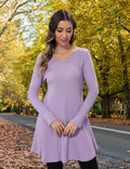 Aphratti Womens Sweater Dress Tunic Top Long Sleeve Casual Lavender L by Deal US