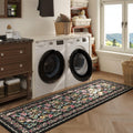 Vowkten Kitchen Runner Rug 2'x6' Non Slip Washable Black Vintage Polyester by Deal US