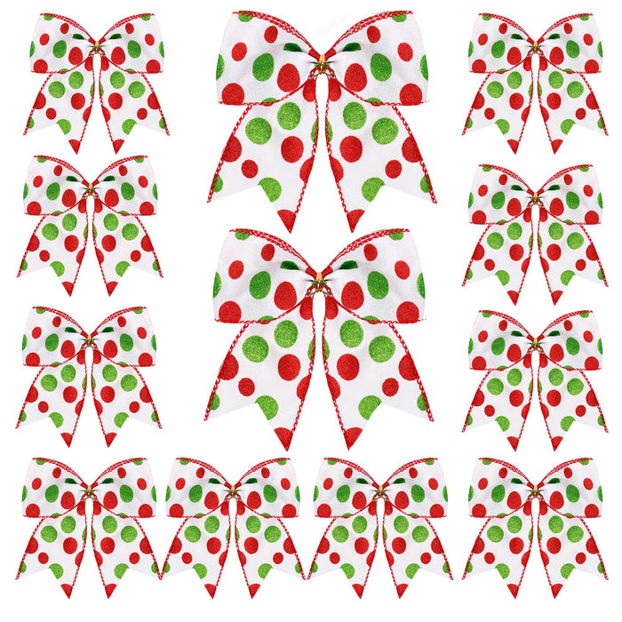 Hiagkmet 12 pcs Red Green Christmas Bows Ornaments 6 Inch Holiday Decor by Deal US
