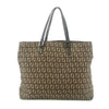 Fendi Tote Zucchino Canvas Leather Brown Beige #9208