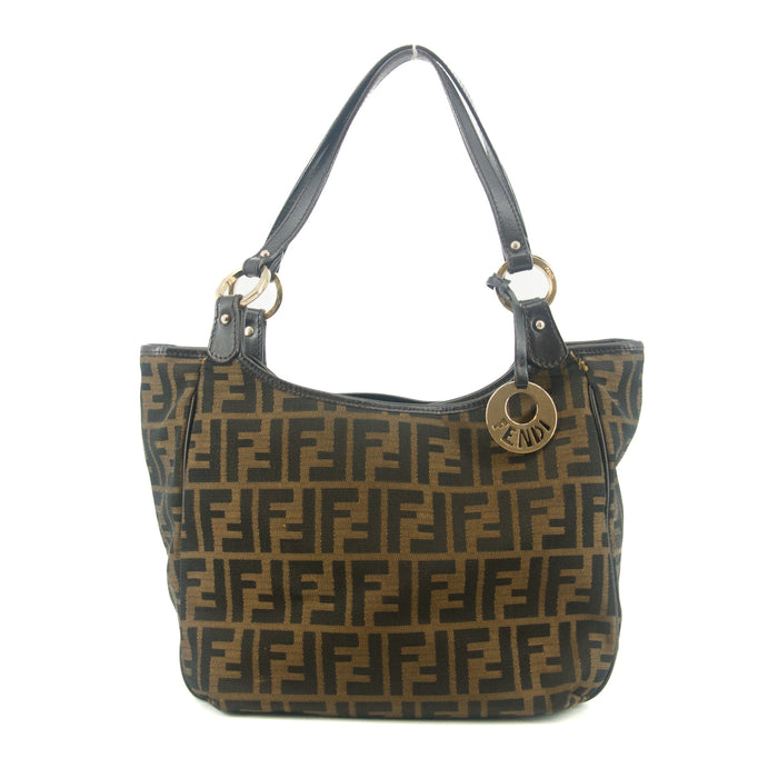 Fendi Shoulder Bag Zucca Canvas Leather Khaki Brown #9210 by Bolt Boutique