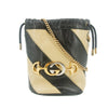 Gucci Calfskin Diagonal Striped Mini Bucket Bag Black #9218
