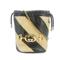 Gucci Calfskin Diagonal Striped Mini Bucket Bag Black #9218 by Bolt Boutique