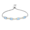 Oval Blue Topaz Prong Silver Infinity Bolo Adjustable Bracelet