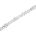 14K White Gold 2-1/2 Cttw Round-Brilliant & Baguette Cut Diamond 7" Alternating Flared Links Tennis Bracelet (H-I Color, SI1-SI2 Clarity) by Bids.com