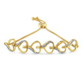 10K Yellow Gold over .925 Sterling Silver Diamond Accented Open Hearts 6â€-9â€ Adjustable Chain Bolo Bracelet by Bids.com